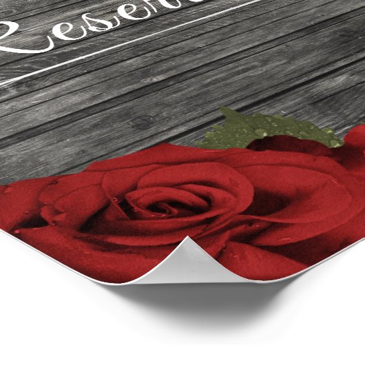 レッドローズ素朴ブラックレース結婚の予約サイン ポスター (角)