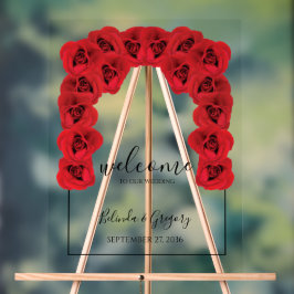 レッドローズ結婚のウェルカムサイン アクリルサイン