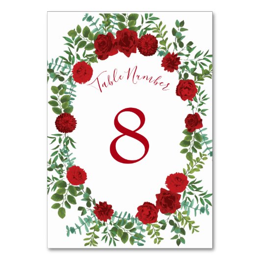 レッドローズ結婚のエレガントクラシック テーブルナンバー (裏面)