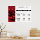 レッドローズ結婚のシーティングテーブルプラン ポスター (キッチン)