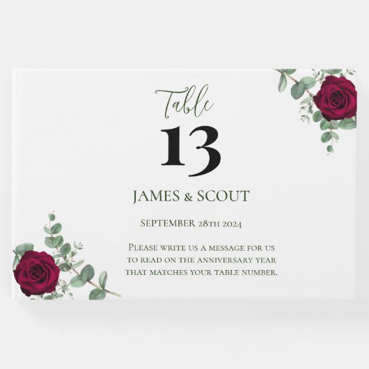 レッドローズ結婚のテーブル番号 ゲストブック (正面)