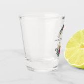 レッドローズ結婚のデートモノグラムののマトロン ショットグラス (左)