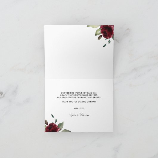レッドローズ結婚の木素朴材サンキューカード サンキューカード (内部)