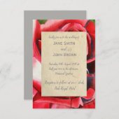 レッドローズ結婚の水彩画の素朴 招待状 (正面/裏面)