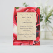 レッドローズ結婚の水彩画の素朴 招待状 (スタンド正面)