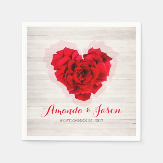レッドローズ結婚の紙ナプキンスhhn01 スタンダードカクテルナプキン (正面)