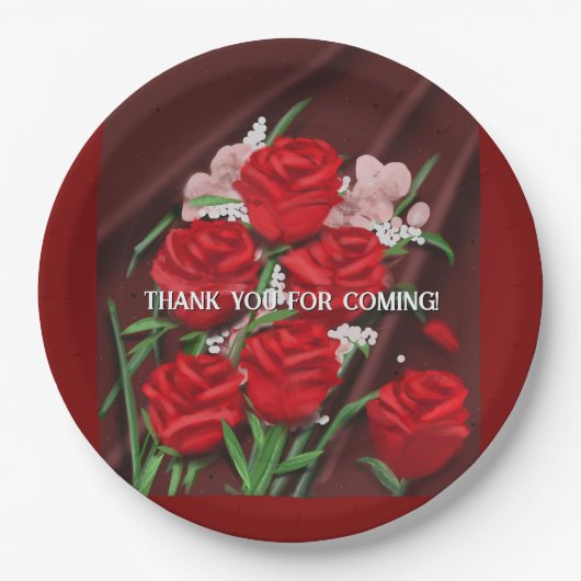 レッドローズ結婚ズプレート ペーパープレート (正面)