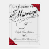 レッドローズ結婚ズ・ウェルカム アクリルサイン (正面)