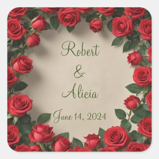 レッドローズ結婚ズ スクエアシール (正面)