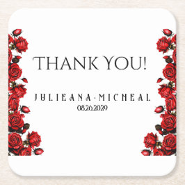 レッドローズ結婚ズ スクエアペーパーコースター