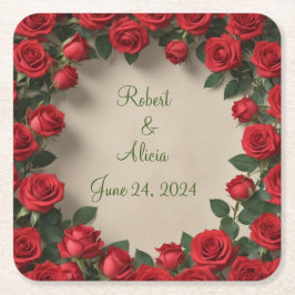レッドローズ結婚ズ スクエアペーパーコースター