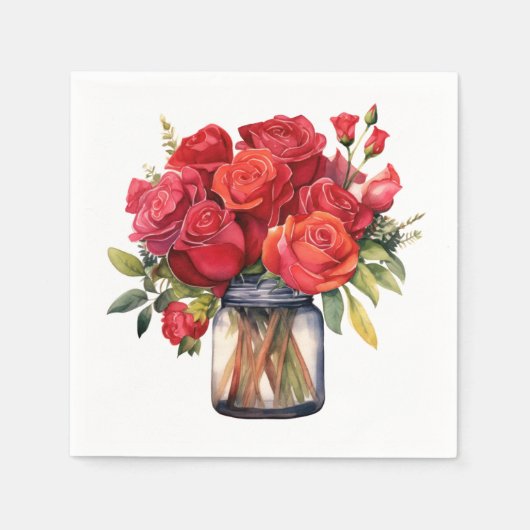 レッドローズ結婚ズ スタンダードカクテルナプキン (正面)