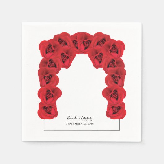 レッドローズ結婚ズ スタンダードカクテルナプキン (正面)