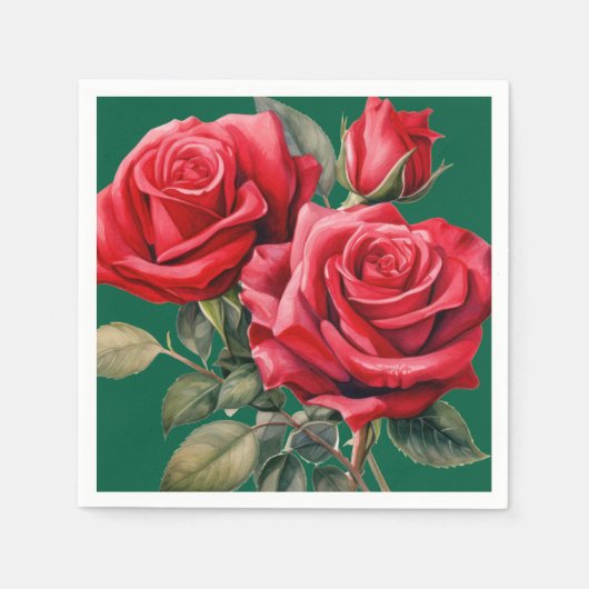 レッドローズ結婚ズ スタンダードカクテルナプキン (正面)
