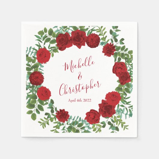 レッドローズ結婚ズ スタンダードカクテルナプキン (正面)