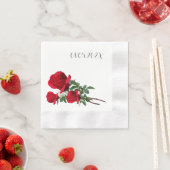 レッドローズ結婚ズ・デイト・ナプキンス 縁ありカクテルナプキン (インサイチュ)