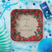 レッドローズ結婚ズ ペーパープレート (パーティー)