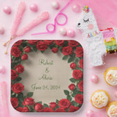 レッドローズ結婚ズ ペーパープレート (パーティー)