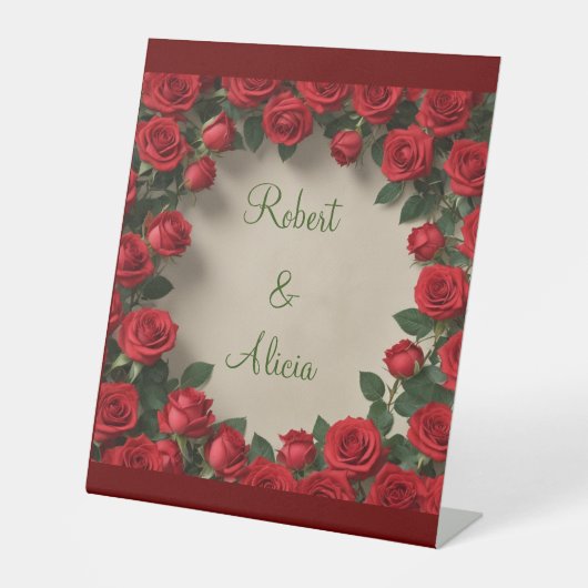 レッドローズ結婚ズ 台座サイン (正面)