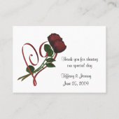 レッドローズ結婚ハートパーソナライズされた プレイスカード (裏面)