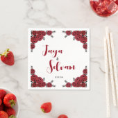レッドローズ結婚フローラテーマ スタンダードカクテルナプキン (インサイチュ)