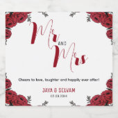 レッドローズ結婚フローラテーマ スパークリングワインラベル (シングルラベル)