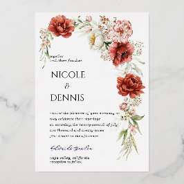 レッドローズ結婚式招待状 箔招待状