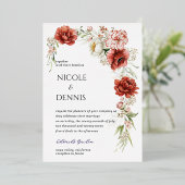 レッドローズ結婚式招待状 箔招待状 (立ち正面)