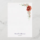 レッドローズ結婚式招待状 箔招待状 (裏面)