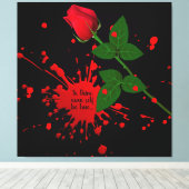 レッドローズ絵を描(ばちゃばちゃ)跳ねると引用文 キャンバスプリント (インサイチュ (ウッドフロア))