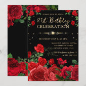 レッドローズ縁どフローラ21歳 招待状 (正面/裏面)