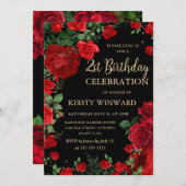 レッドローズ縁どフローラ21歳 招待状 (正面/裏面)