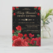 レッドローズ縁どフローラSweet sixteen 招待状 (スタンド正面)