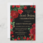 レッドローズ縁どフローラSweet sixteen 招待状 (正面)