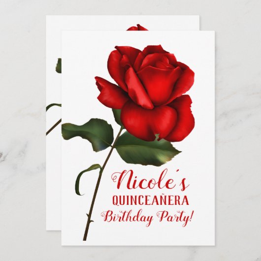 レッドローズ美しい&ザビーストキンセニェラパーティー 招待状 (正面/裏面)