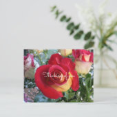 レッドローズ考えのメッセージカスタム ポストカード (スタンド正面)