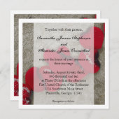 レッドローズ花びらサンドビーチ結婚式 招待状 (正面/裏面)