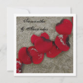 レッドローズ花びらサンドビーチ結婚式 招待状 (裏面)