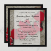 レッドローズ花びらズオンサンドビーチ結婚式 招待状 (正面/裏面)