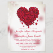 レッドローズ花びらラブ結婚ハート 招待状 (正面/裏面)