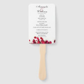 レッドローズ花びら結婚の式プログラム ハンドファン (正面)