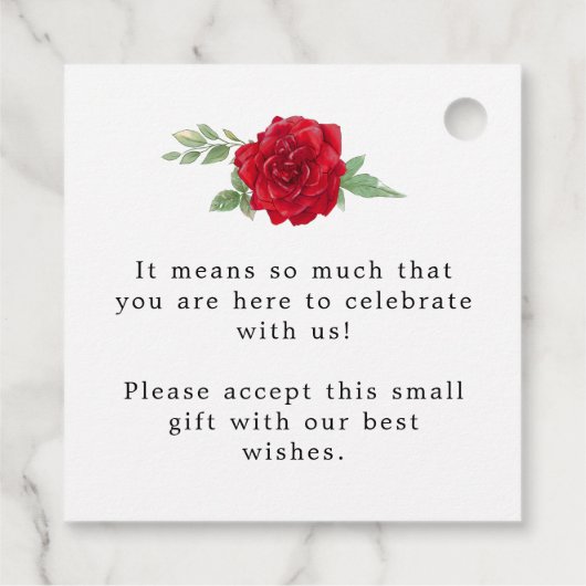 レッドローズ花模様サンキューメッセー結婚ジ フェイバータグ (裏面)