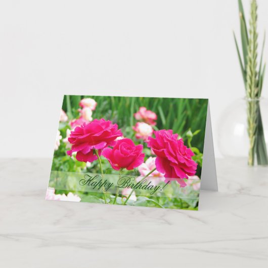 レッドローズ誕生日グリーティングカード カード (正面)