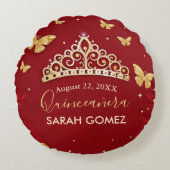 レッドローズ金ゴールドキンセアニェラ ラウンドクッション (正面)