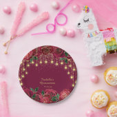 レッドローズ金ゴールドスターストリングライトスターズQuinceanera ペーパープレート (パーティー)