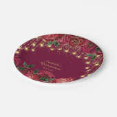 レッドローズ金ゴールドスターストリングライトスターズQuinceanera ペーパープレート (アングル)