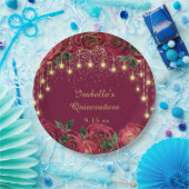 レッドローズ金ゴールドスターストリングライトスターズQuinceanera ペーパープレート (パーティー)