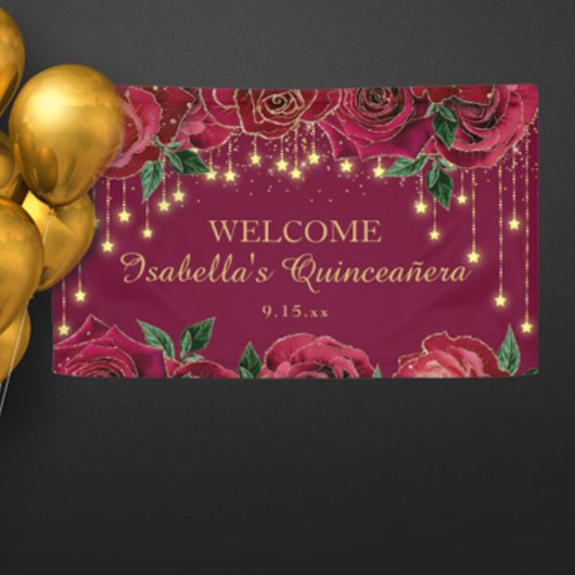 レッドローズ金ゴールドスターズQuinceanera Welcome 横断幕