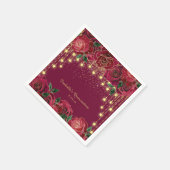 レッドローズ金ゴールドストリングライトスターズキンセアニラ スタンダードカクテルナプキン (角)