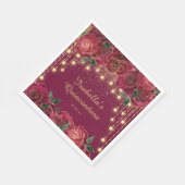 レッドローズ金ゴールドストリングライトスターズキンセアニラ スタンダードランチョンナプキン (角)